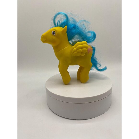 1985 Hasbro My Little Pony Happy Tails Tall Tales Yellow Pegasus Giraffe Pony - Picture 1 of 7